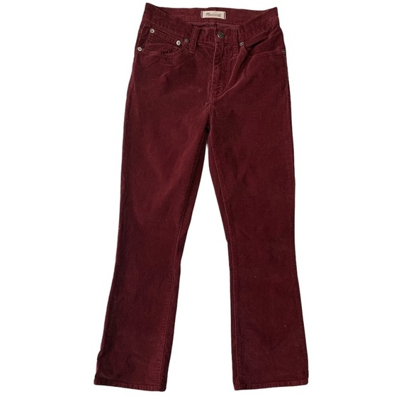 Madewell Womens Velvet Kick Out Crop Flare Burgundy Pants - Picture 3 of 7